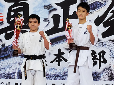 組手 小学5・6年男子A 優勝 岩下桜輔 準優勝 土原煌稀